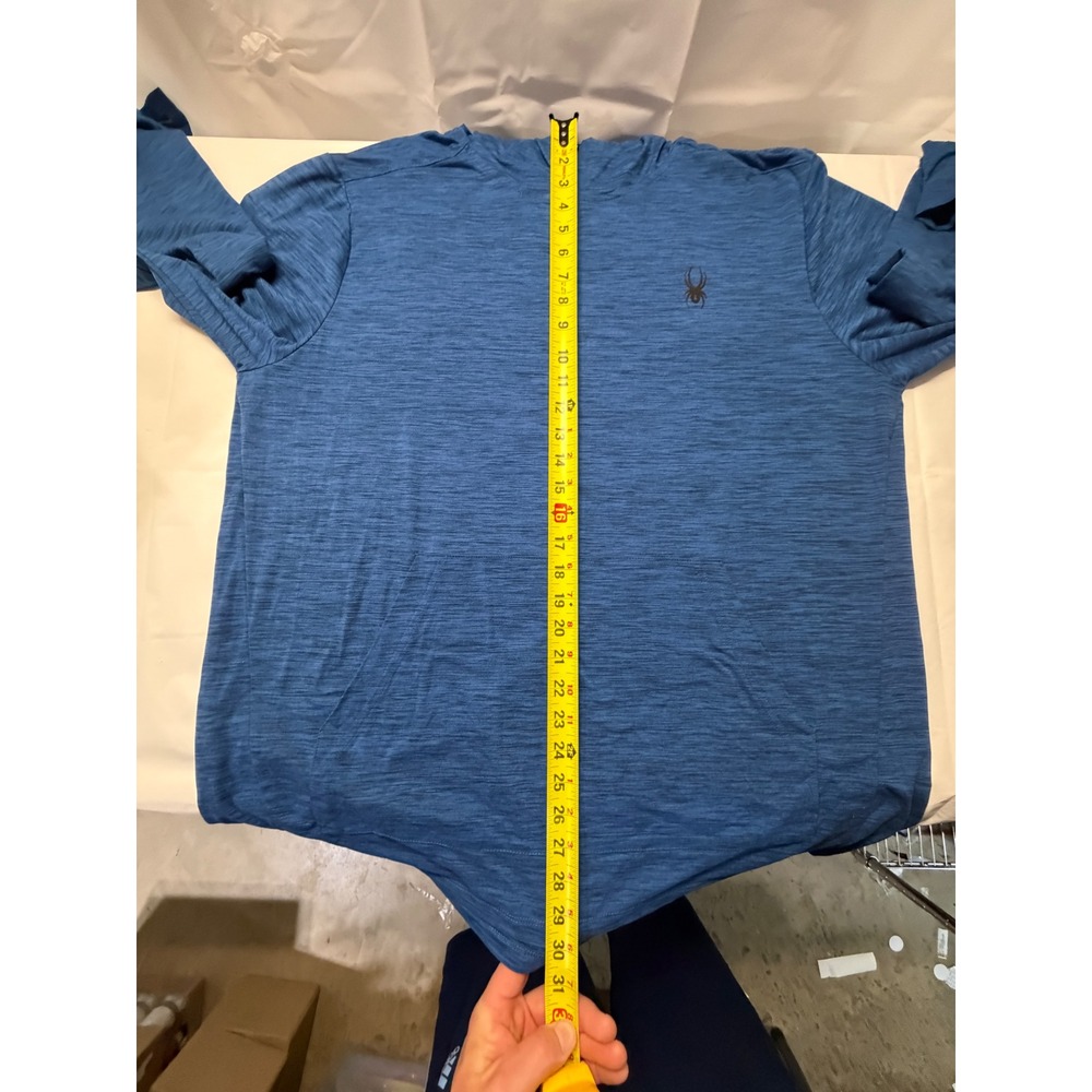 Spyder Active Mens XXL ProWeb Blue Heathered Lightweight Performance Hoodie Top - Picture 9 of 10